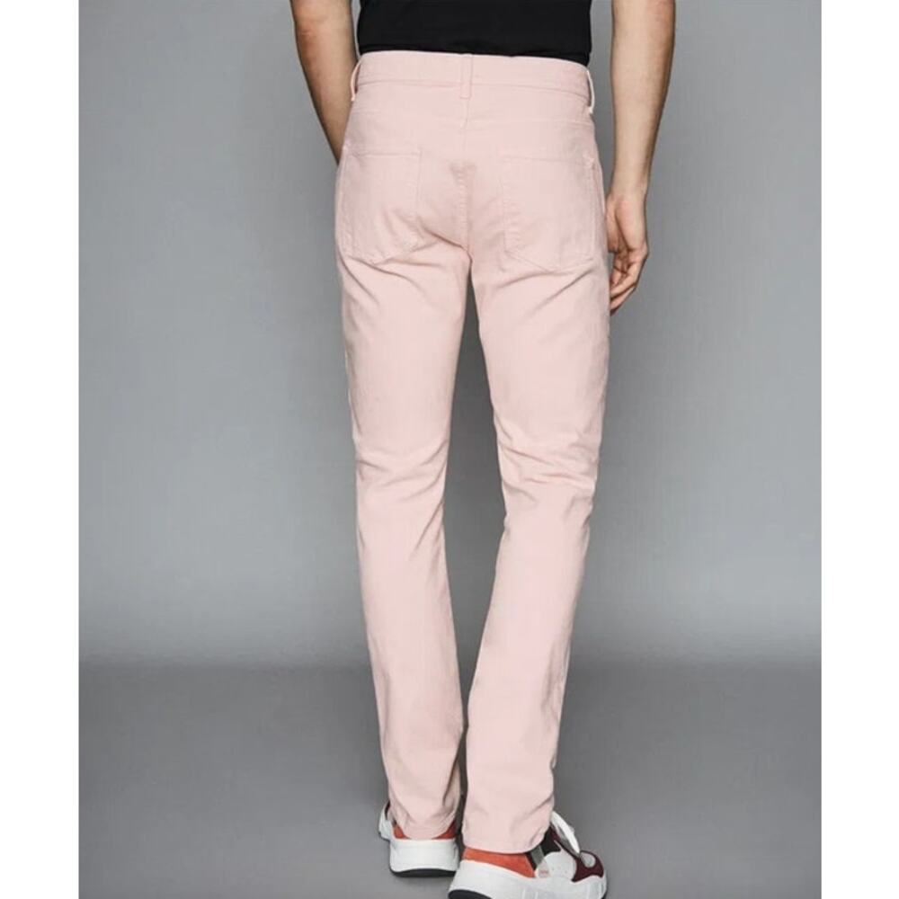 REISS Spruce Slim Fit Jeans Size 32 Waist NEW Pink Fabric Denim Mid Rise - Picture 2 of 10